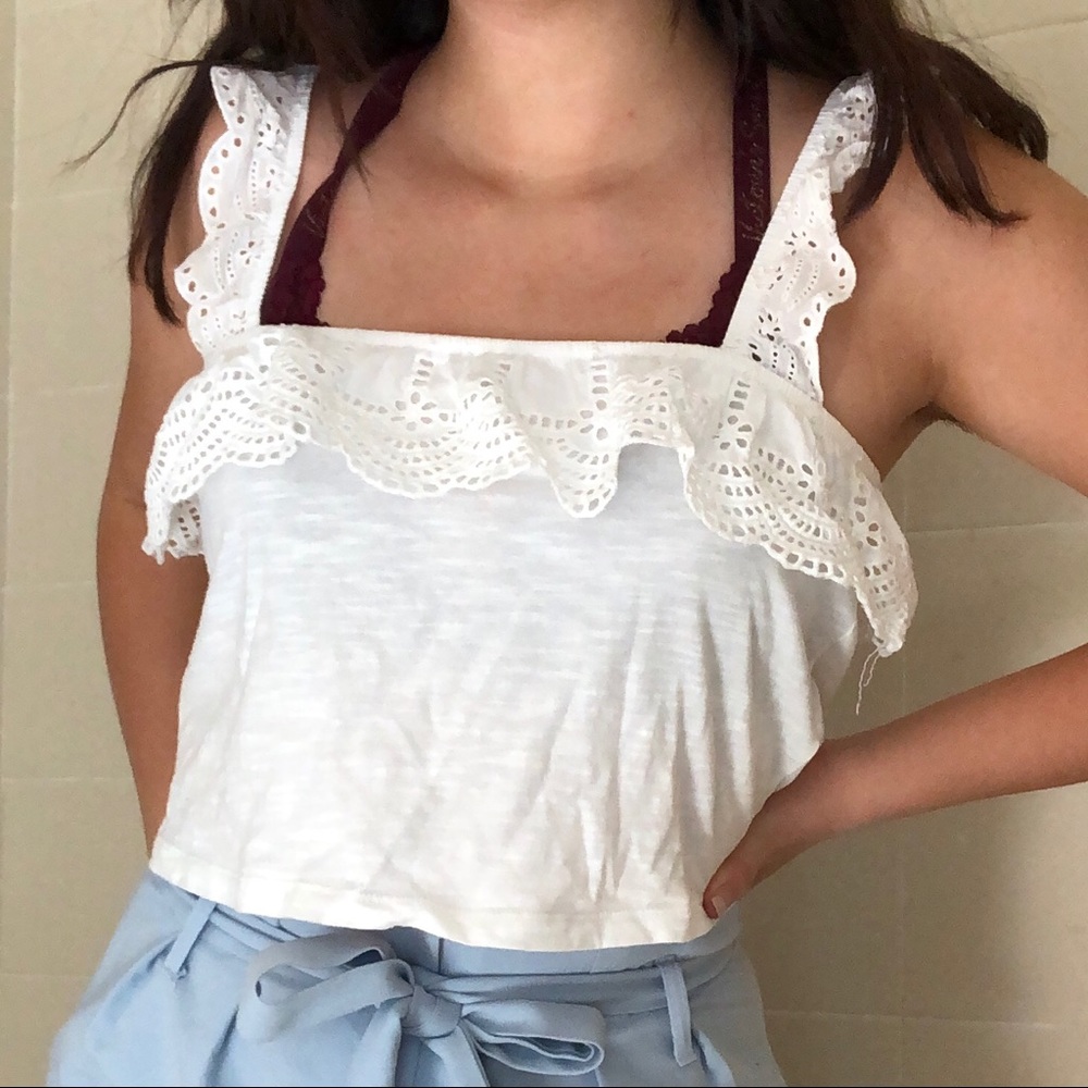 Forever 21 White Ruffled Blouse